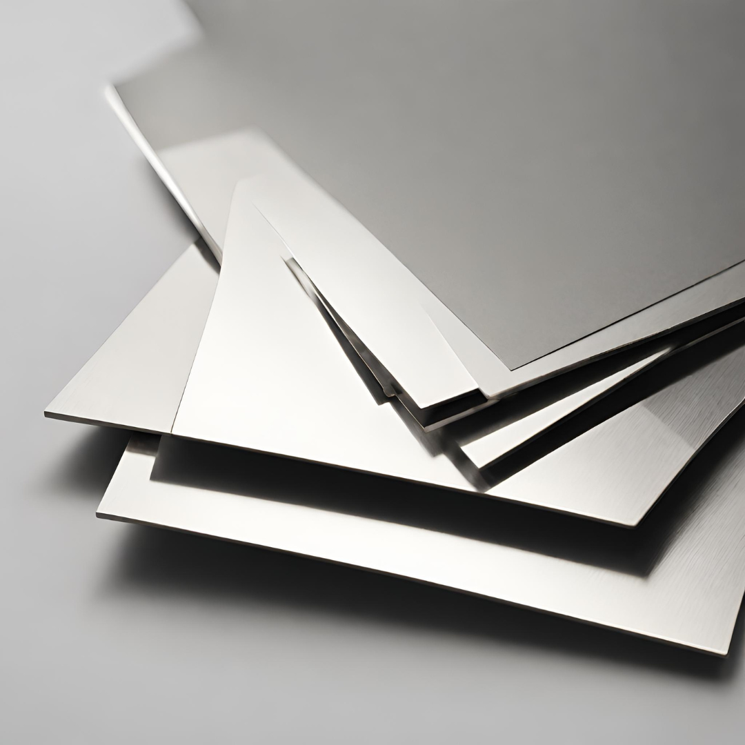 Niobium Sheets fanned out, displayed on a neutral color background