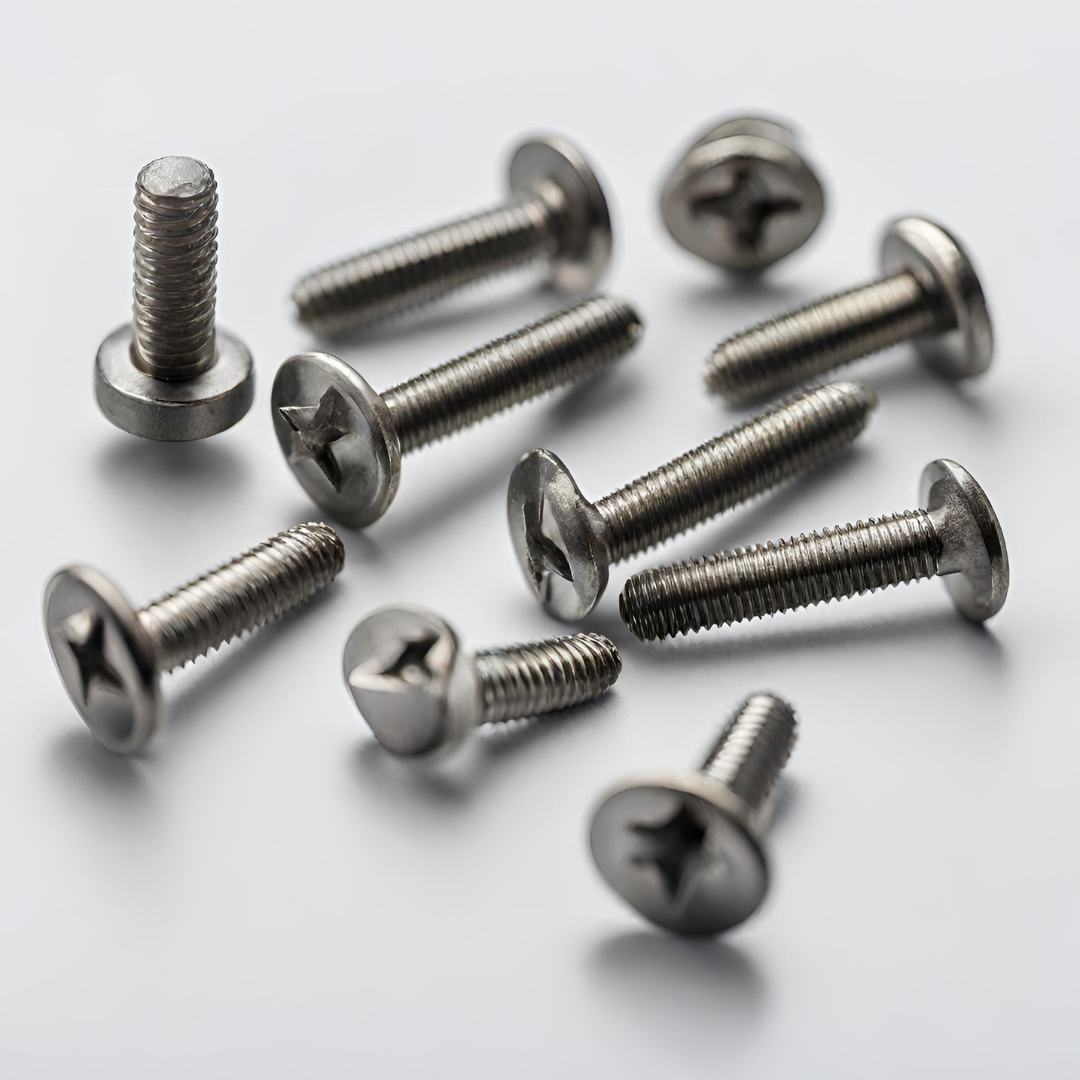 a few tungsten screws on a white backdrop